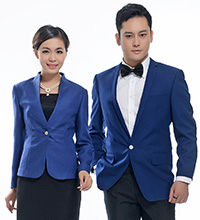 藍(lán)色一?？勰锌盥殬I(yè)工作服定做