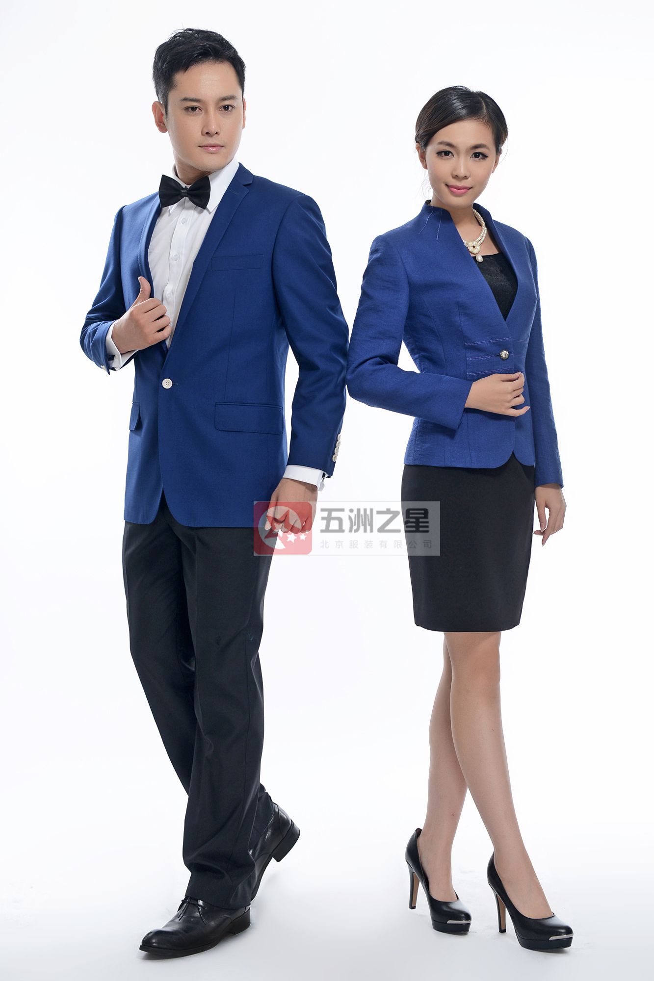 藍色一?？勐殬I(yè)工作服定做模特圖
