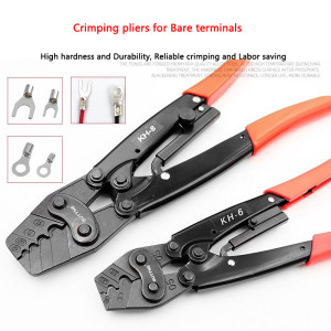 Bare terminal Crimping pliers Cold crimping terminal Round / Fork shaped open Copper nose Electrician ratchet crimping pliers