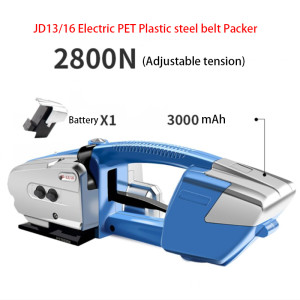 JD13/16 Hand held Electric Packer PET Plastic steel belt Buckle free Hot melt binding tightening integrated Packing machine