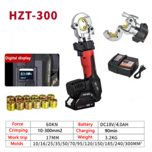 HZT-300 Multifunctional Portable Electric Hydraulic Terminal Crimping pliers 10-300mm2 Rechargeable Cable Crimping pliers