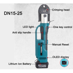 Rechargeable Portable Electric Hydraulic Crimping pliers For Stainless steel tube/Copper tube/Aluminum plastic pipe DN15 20 25