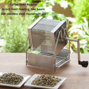 Coffee bean Roaster Hand-operated Coffee bean Dryer Direct-fired roasting Raw beans 304 stainless steel Household use