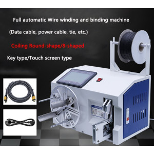 Automatic Wire winding and binding machine USB Data cable Power supply cord Coiling and Tie wire machine Touch screen in English