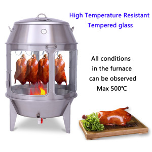 Charcoal/Gas Roast duck oven Transparent Glass Display Commercial Roast Chicken, Duck, Lamb chops Hanging Stove Stainless Steel