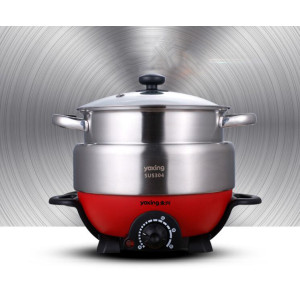 High Quality 304 Stainless steel hot pot 3L/4L household multi-function Electric heating pan mini food cooker With steamer