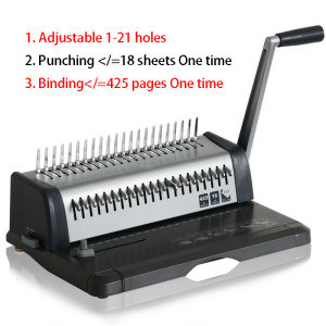 Manual comb type Financial Binding Machine Rubber ring Clip punching 21 holes A3 A4 paper document voucher tender Punching