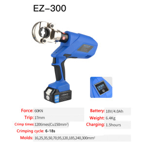 EZ-300/400 Electric Hydraulic Wire Pressing Pliers Rechargeable Copper Aluminum Terminal Crimping pliers Digital display