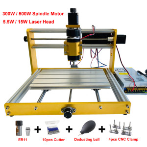 Aluminum Mini CNC Router 3018 Laser Engraving Machine 300W 500W Spindle 5.5W 15W Laser GRBL PCB Milling Machine 3018 Plus