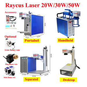 Raycus Fiber Laser Marking Machine 20W 30W 50W Optional Upgrade Rotation Axis Metal Gold Silver Disassembled Engraving Engraver