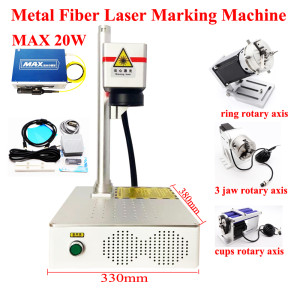 MAX Fiber Laser Marking Machine 20W Metal Engraver Stainless Steel Gold Silver Laser Cutting Machine with Ring Cups Rotary Axis