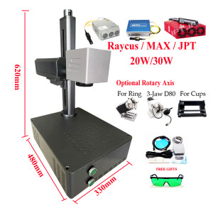 Raycus JPT MOPA M7 20W 30W Fiber Laser Marking Machine Galvo Scanner Align System Optical Nameplate Engraver with Rotary Axis