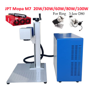 JPT Mopa M7 Separated Fiber Laser Marking Machine 20W 30W 60W 80W 100W Nameplate Engraving Metal Cutting Rotary Axis Optional