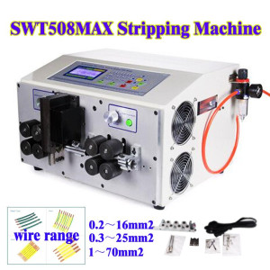 MAX Full Automatic Wire Stripper 1000W Peeling Stripping Cutting Machine 0.2-70mm2 Wire Section Cutter with 8 Wheels Kit