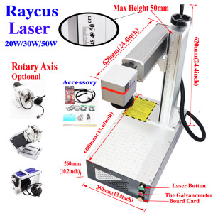 Industrial Raycus Fiber Laser Marking Machine 50W 30W 20W High-Precision Metal Nameplate Engraver Engraving Carving Mark 4 Axis