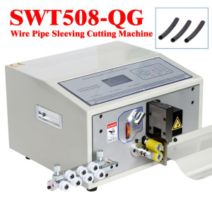 QG Computer Wire Pipe Sleeving Cutting Machine Automatic for Silica Plastic PVC Wire Tube Cable Cutter Tool 220V 110V