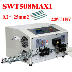 MAX1 0.2-25mm2 Automatic Wire Stripping Peeling Cutting Machine 8 / 6 Wheels Drive 25mm2 Cable Cutter Stripper 220V 110V