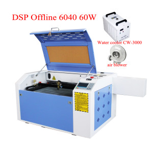 60W 6040 Laser Engraving Cutting Machine Acrylic Leather Rubber Engraver With CW3000 Chiller Co2 Linear Guide Cutter DSP Offline