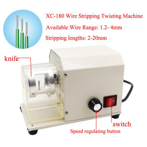 XC-180 Electric Automatic Wire Stripping Machine 1.2-4mm Cable Twisting Peeling Tool Wire Cutting Stripper 220V 110V