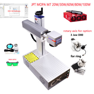 Fiber Laser Metal Marking Machine Jpt Mopa M7 20W 30w 50w 60W 80W 100W for Cutting Gold Silver with Rotary Engraving Ring Cup