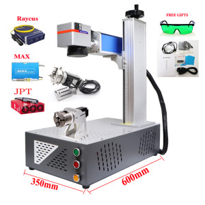 Fiber Laser Marking Machine with Rotary JPT  MOPA M7 or Raycus or MAX 20W 30W 50W or 60W 70W 100W Metal Engraving Machine