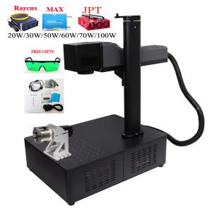 JPT MOPA M7 60W Fiber Laser Marking Machine 50W 30W 20W Raycus MAX Metal Steel Gold Silver PVC Engraving with Rotary Axis