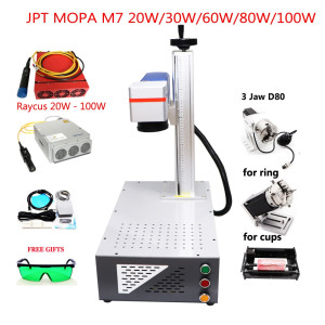 JPT M7 MOPA 60W 100W Fiber Laser Cutting Marking Machine 50W 70W 30W 20W Raycus For Metal Engraving With Rotary Axis