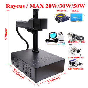 Raycus MAX 50W Fiber Laser Marking Machine 30W 20W Stainless Steel Engraver Metal Cutting Silver Gold Jewelry with Rotary Axis