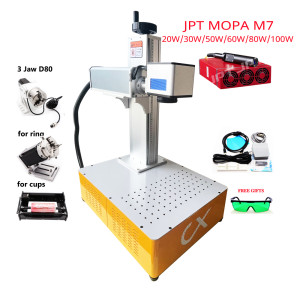 JPT M7 MOPA 60W 100W Laser Cutting Machine Fiber Laser Color Marking 20W 30W 50W For Metal Engraving With Rotary Axis