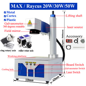 Raycus MAX 50W 30W 20W Fiber Laser Marking Machine Desktop Metal Gold Silver Ring Jewelry Aluminum Stainless Steel Engraver Tool